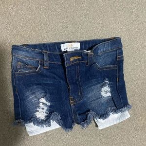 Baby/toddler denim shorts. Bailey’s blossoms